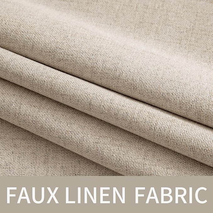 MIULEE 100% Blackout Linen Curtains for Bedroom 52x54 Inches Taupe | Room Darkening, Light Blocking, Thermal Insulated, Grommet Top, Linen Textured, Window Curtains for Living Room, 2 Panels