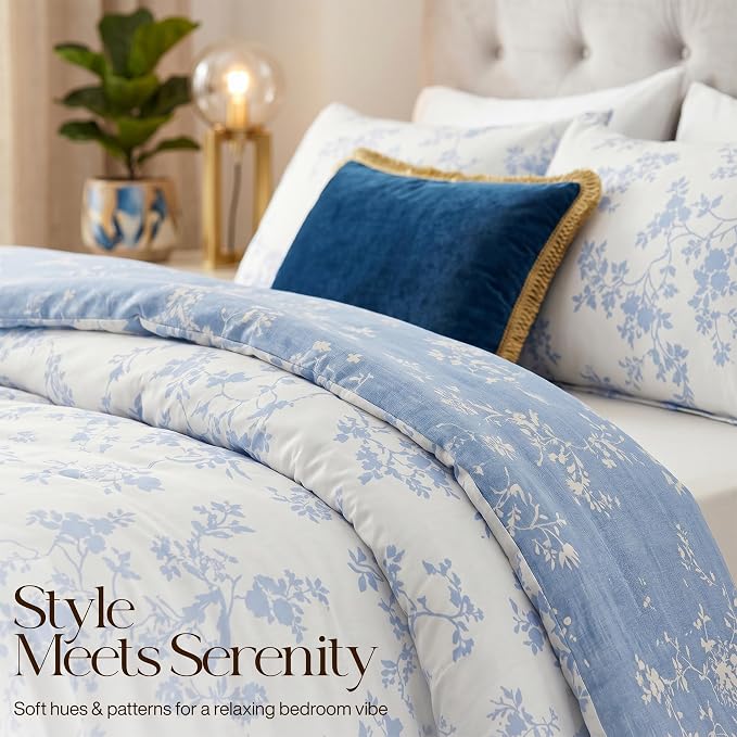 Utopia Bedding 3 Pc Queen Comforter Set, Printed Comforter, Sky Petal | Comforter Set Includes Comforter (88x88) Inches, 2 Shams (20x26) Inches. Soft Microfiber Down Alternative, Machine Washable.