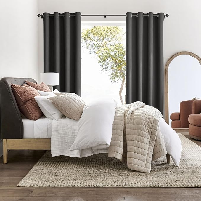 NICETOWN Grey Light Blocking Curtains 54 Inches Long 2 Panels for Living Room, Bedroom, Office Thermal Insulated Blackout Drapes Solid Grommet Noise Reducing Window Curtains, W40