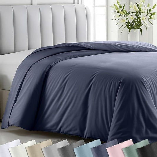 California Design Den Full/Queen Duvet Cover, Indigo Dusty Blue | Duvet Cover Only, Comforter Not Included, Backed by Good Housekeeping Seal, Button Closure & Corner Ties