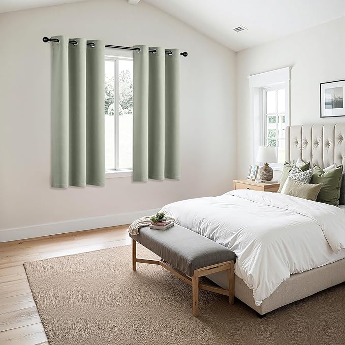 MIULEE Blackout Curtains for Bedroom 2 Panels 40 x 54 Inch Long Sage Green | Thermal Insulated, Living Room Darkening Grommet Drapes, Noise Reducing, Light Blocking Window Treatments