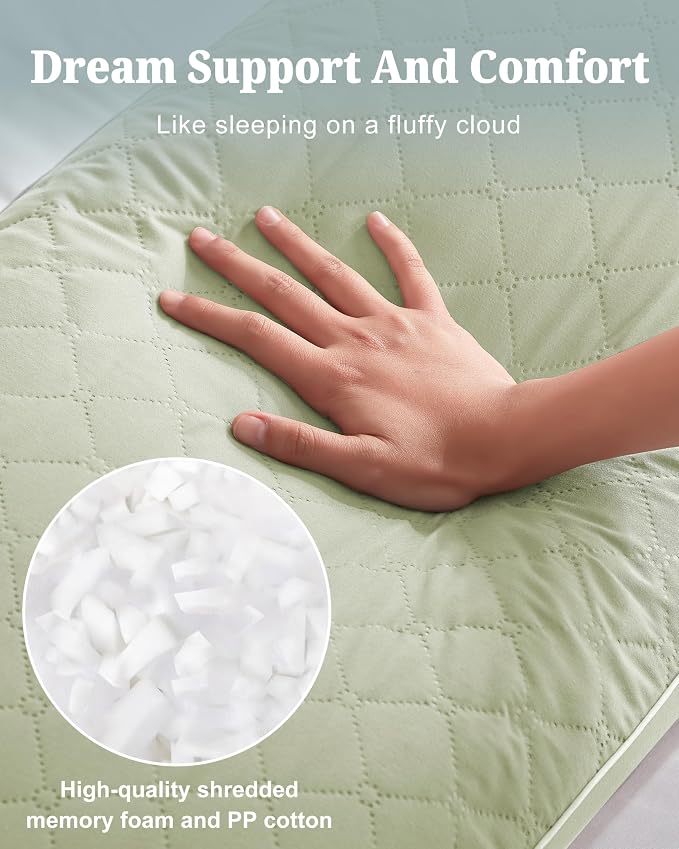 YZ HOME Long Body Pillow for Adults,Firm Body Pillow Shredded Memory Foam | Adjustable Height,Support for Side Sleeper & Pregnant Women(Green,20x54 Inch)
