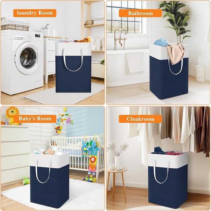 TasticTotes Laundry Basket 3-Pack, Laundry Hamper, 75L-Blue | Clothes Laundry Hamper, Collapsible Laundry Basket, Freestanding laundry hamper with Handles for Home or Dorm