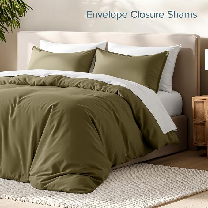 Bare Home Duvet Cover Set 1800 Ultra-Soft (California King, Olive) | Lightweight, Cooling, Breathable, Premium 1800 Ultra-Soft, All-Season