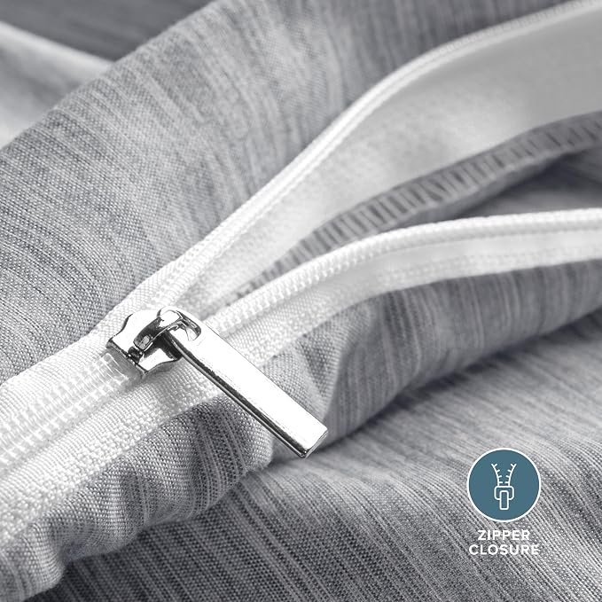 Bare Home Duvet Cover Set (Oversized Queen, Heathered Charcoal) | 1800 Ultra-Soft, Lightweight, Cooling, Breathable, Premium, All-Season