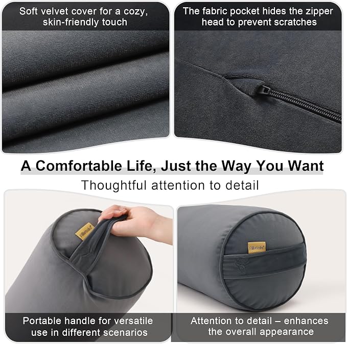 Body Pillow for Adults,Long Round Pillow,Big Cylindrical Pillow,Large Full Bolster Pillows for Side Sleepers (Charcoal Gray, 59"*7.87")