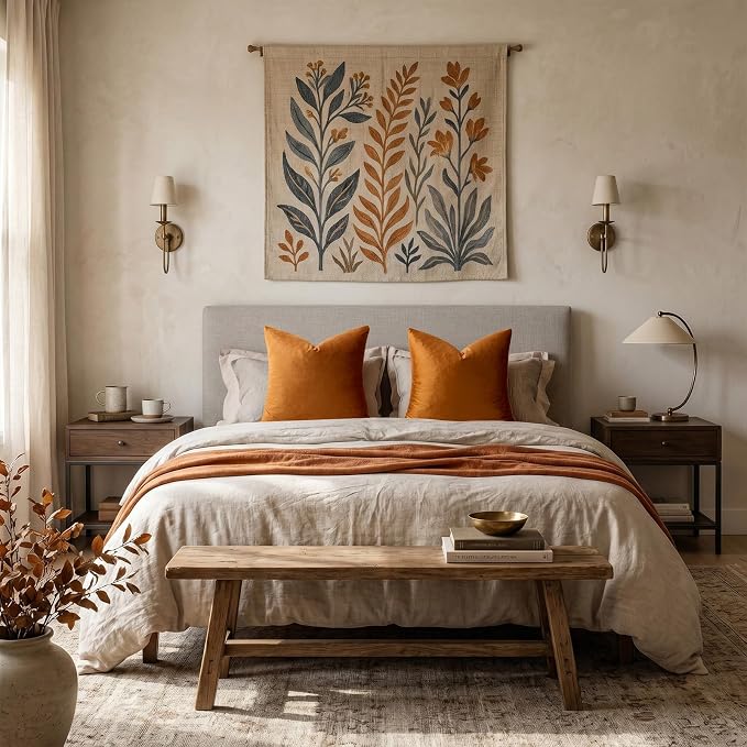 GIGIZAZA Orange Velvet Pillow Covers 18x18 Decorative Pillows Pack of 2 | Throw Pillows for Couch Sofa,280gsm Soft Textured Fabric,Modern Square Pillowcases,Luxury Cushion Covers
