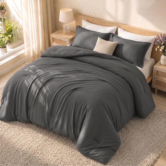Utopia Bedding 3 Pc Queen Comforter Set, All Season Bedding, Grey | Bedding Set Includes Comforter (88x88) Inches, 2 Shams (20x26) Inches. Soft Microfiber Down Alternative, Machine Washable.