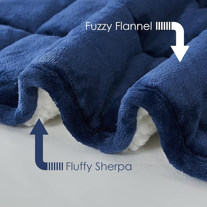 yescool Weighted Blanket for Adults (15 lbs, 60" x 80", Sapphire Blue) Heavy Blanket for Sleeping Perfect for 140-160 lbs, Queen Size Breathable Blanket with Premium Glass Bead