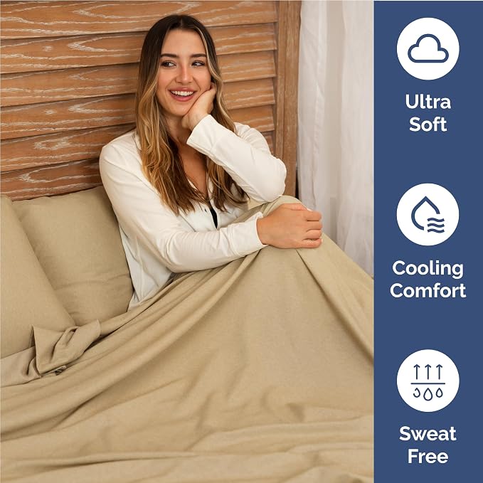 Full Size 4 Piece Sheet Set - Breathable & Cooling Sheets - Heathered Tan | Hotel Luxury Bed Sheets for Women & Men, Deep Pockets, Easy-Fit, Extra Soft and Wrinkle Free Sheets, Oeko-Tex Bed Sheet Set
