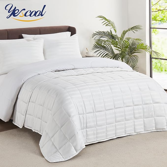 yescool Weighted Blanket for Adults (25 lbs, 60" x 80", Snowy Stripes) Heavy Blanket for Sleeping Perfect for 240-260 lbs, Queen Size Breathable Blanket with Premium Glass Bead, Machine Washable