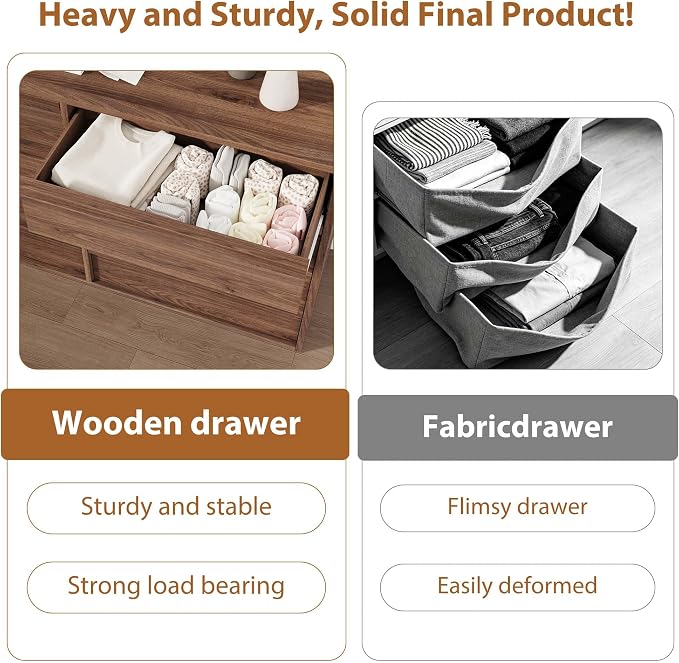Garvee 3 Dresser for Bedroom, 30.5" Tall Dresser, Freestanding Vertical Drawer with Storage, Wooden Closet Chest Storage for Living Room, Hallway, Entryway, Walnut