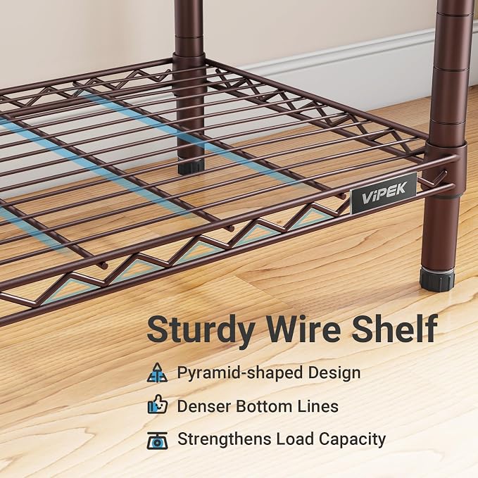 VIPEK V5 Heavy Duty Clothes Rack, Modular Closet System, Bronze | 890 lbs Load, 4 x 23.6 in hanging rods, 8 x shelves (2 adjustable), Supports expansion with accessories