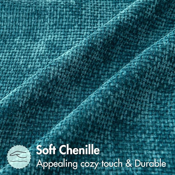 MIULEE Decorative Couch Throw Pillow Covers 18x18 Inch Coastal Teal 2 Pack | Coastal Modern Boho Accent, Soft Chenille Pillow Covers, Farmhouse Cushion Cases for Home Decor Bed Sofa Living Room