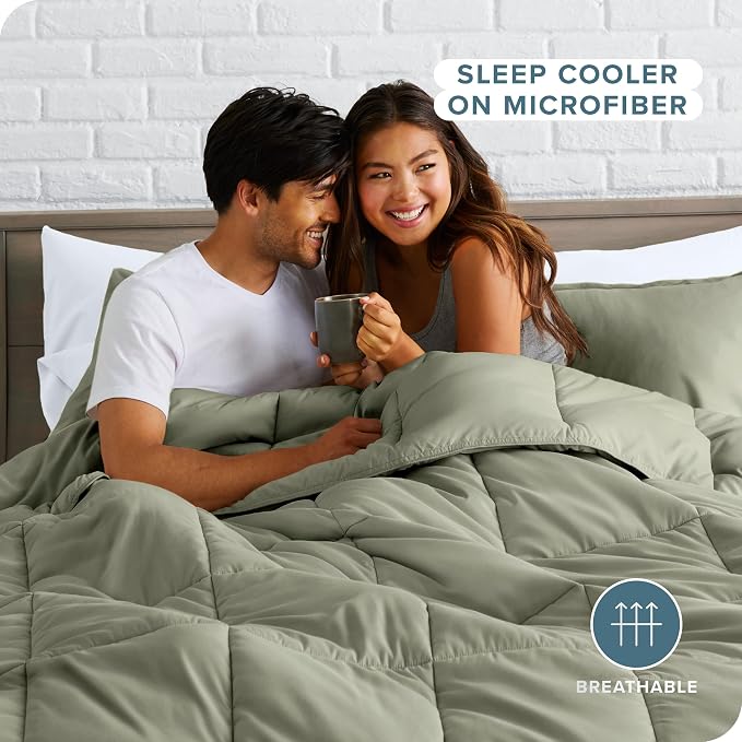 Bare Home Comforter Set - Twin/Twin Extra Long Size - Ultra-Soft - Goose Down Alternative - Premium 1800 Series - All Season Warmth (Twin/Twin XL, Sage) | All-Season, Breathable, Hypoallergenic, Premium 1800, Warm, Cozy