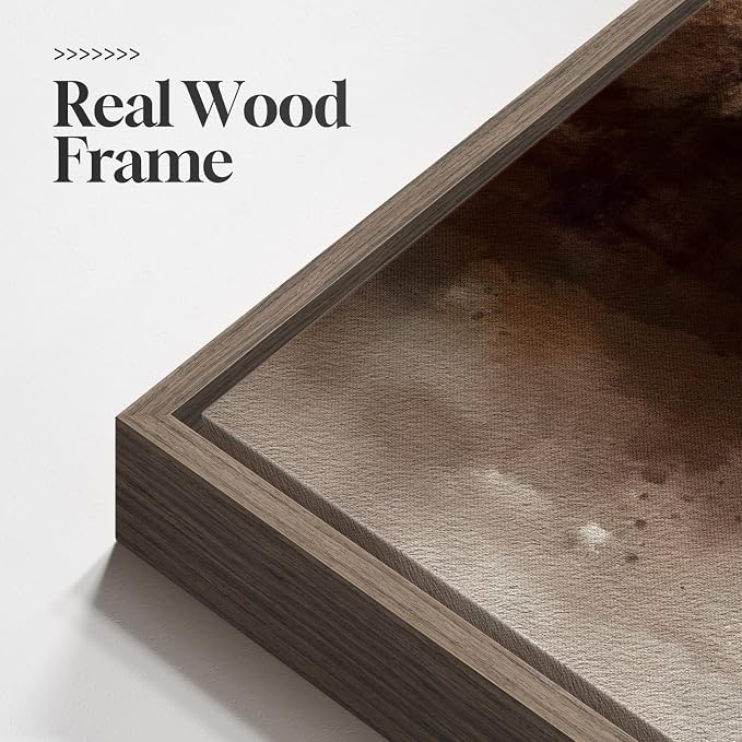 Large Framed Rustic Brown Abstract Landscape Wall Art, Horizontal 30x60 In | Nature pictures, Canvas prints, Wood frame, Modern artwork for walls, Wall decor for living room bedroom office farmhouse