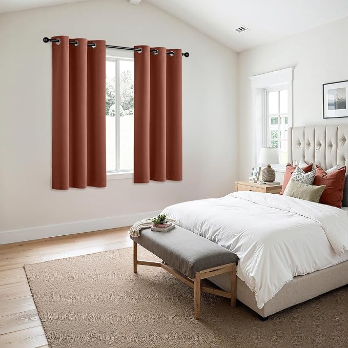MIULEE Fall Blackout Curtains for Bedroom 2 Panels 40"x63" Long Terracotta | Thermal Insulated, Living Room Darkening Grommet Drapes, Noise Reducing, Light Blocking Window Treatments
