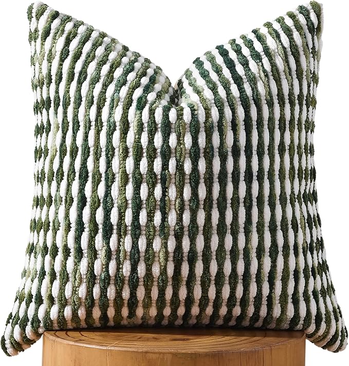 AmHoo Boho Chenille Pillow Cover Decorative Tufted Pillowcase for Couch Bed Sofa Bedroom Living Room Modern 18 x 18-Inch Sage Green