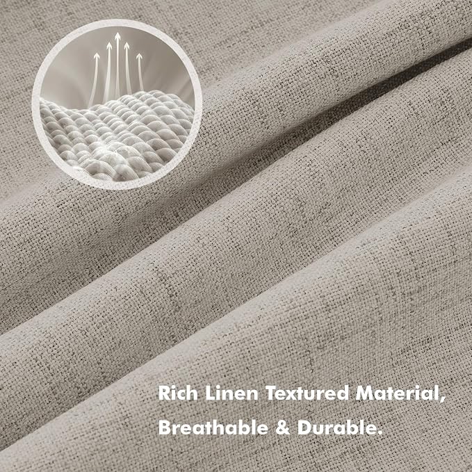 MIULEE 100% Blackout Linen Curtains 42 x 72 Inch Pebble Taupe 2 Panels | Thermal Insulated, Room Darkening Drapes for Bedroom Living Room, Back Tab Rod Pocket Pinch Pleated, Solid Luxury Decor