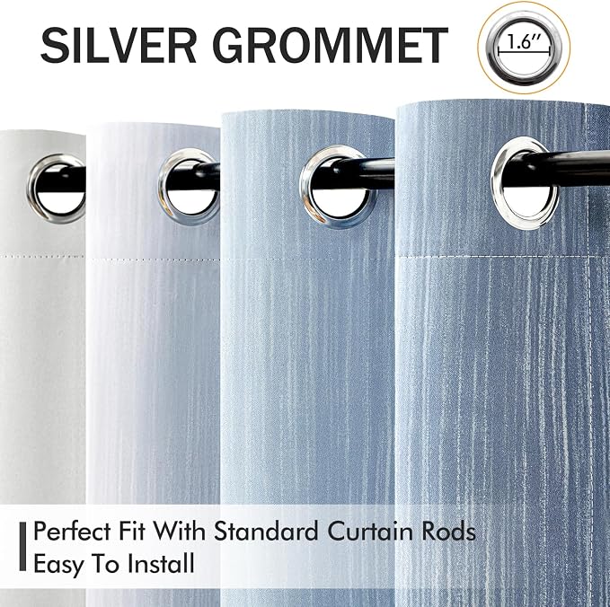 MIULEE Stone Blue and Greyish White Ombre Blackout Curtains 52Wx72L | Full Room Darkening,Thermal Insulated,72 Inch Long,Grommet Drapes for Bedroom/Living Room,Modern Window Treatments,Set of 2