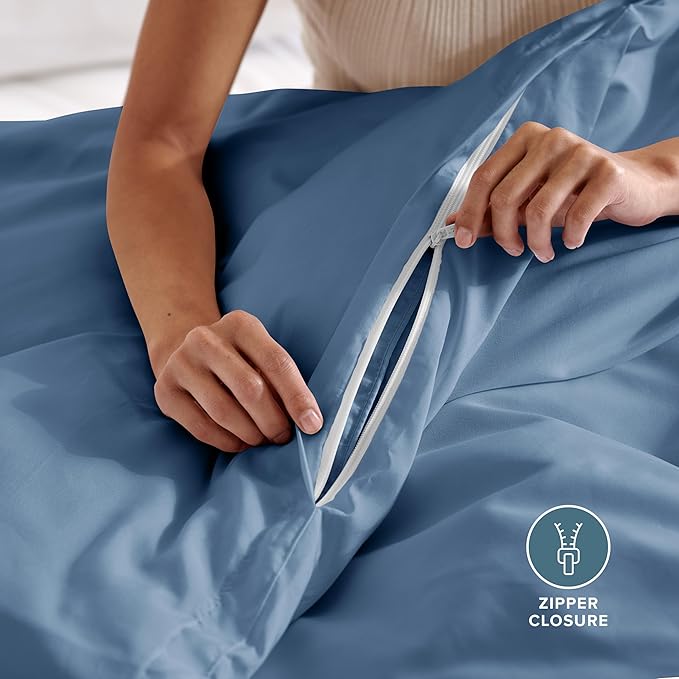 Bare Home Duvet Cover Set 1800 Ultra-Soft (Twin/Twin XL, Coronet Blue) | Lightweight, Cooling, Breathable, Premium 1800 Ultra-Soft, All-Season