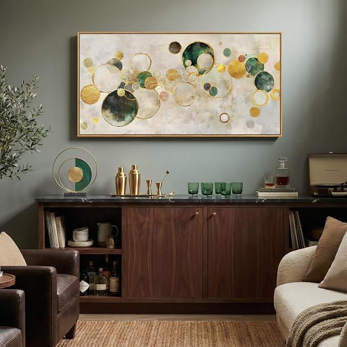Large Framed Gold Abstract Wall Art for Living Room, Horizontal 30x60 In | Modern pictures, Canvas prints, Wood frame, Minimalist painting, Artwork for walls, Wall decor for bedroom dining room office