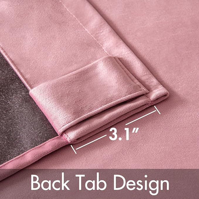 MIULEE Velvet Curtains 52x108 inches 2 Panels Blush Pink Blackout Curtains | Luxury, Bedroom Living Room, Thermal Insulated, Super Soft Window Drapes, Rod Pocket & Back Tab