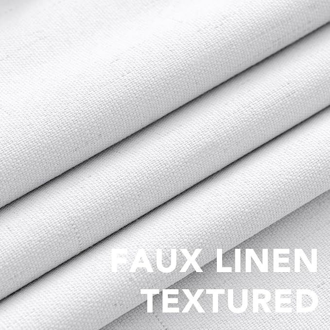 H.VERSAILTEX 100% Blackout Curtains for Bedroom Thermal Insulated Linen Textured Curtains Heat and Full Light Blocking Drapes Living Room Curtains 2 Panel Sets, 52x72 - Inch, White