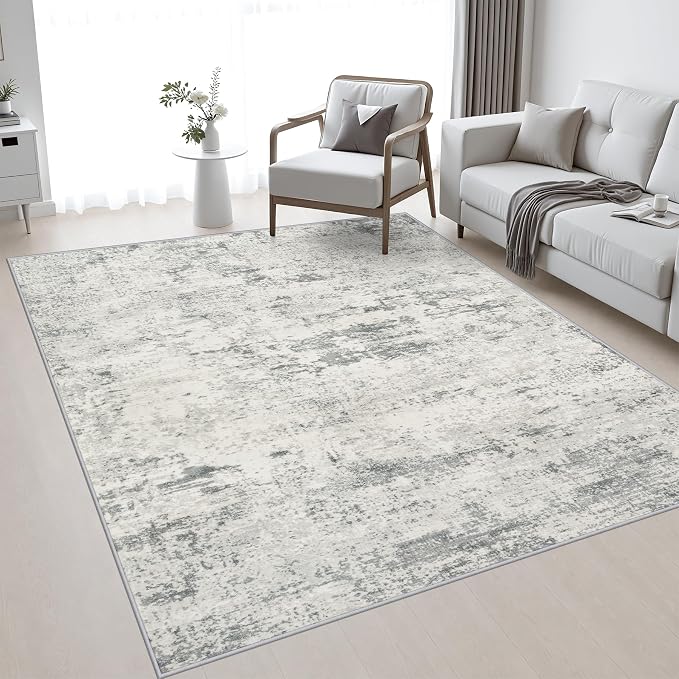 5x7 Area Rug Living Room: Modern Washable Indoor Soft Carpet Gray | For Bedroom Dining Room Farmhouse Nursery Hallway Office,Modern Abstract,Machine washable,Non-Slip,Stain Resistant,Indoor