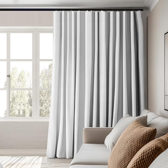 MaKefeile Room Divider Curtains Total Blackout Privacy Curtain Panel Room Thermal Insulated Noise Reduction Curtain for Bedroom Window Living Room Ceiling Track Curtains W 120 × H 96 in White.