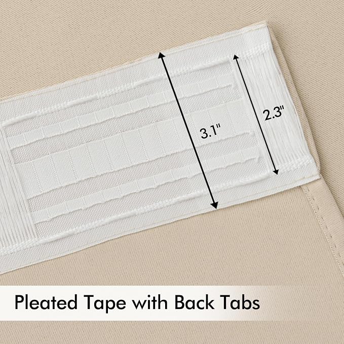 MIULEE Cream Beige Back Tab Blackout Curtains 52x98 Inch Length 2 Panel Set | Rod Pocket Pinch Pleated, Thermal Insulated, Room Darkening, Light Blocking, Privacy Curtains for Living Room Bedroom