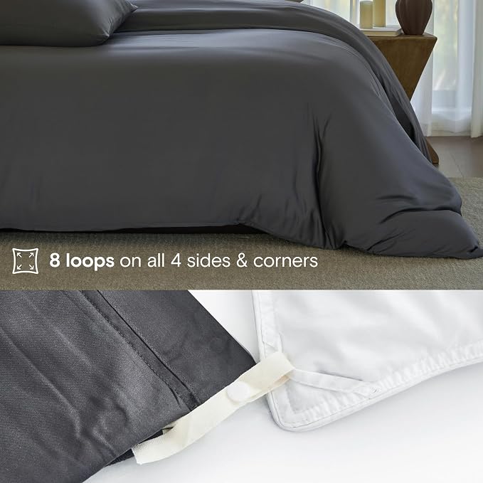DOZ Duvet Cover Set, 100% Viscose derived from Bamboo, Organically Grown, Buttery Soft, Cooling Duvet Covers, High GSM, 1 Duvet Cover and 1 Pillowcase, 70"x90" (Storm, Twin/Twin XL)