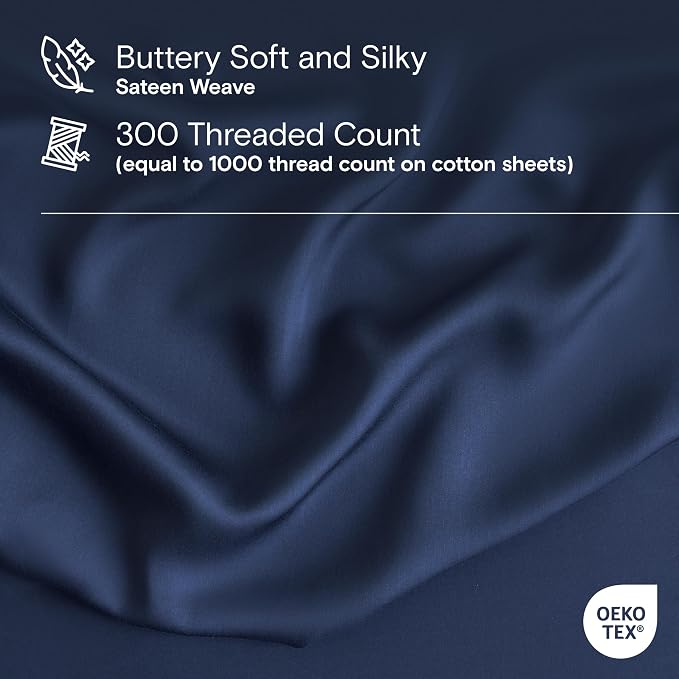 DOZ Duvet Cover Set, 100% Viscose derived from Bamboo, Organically Grown, Buttery Soft, Cooling Duvet Covers, High GSM, 1 Duvet Cover and 2 Pillowcases, 90"x90" (Sapphire, Full/Queen)