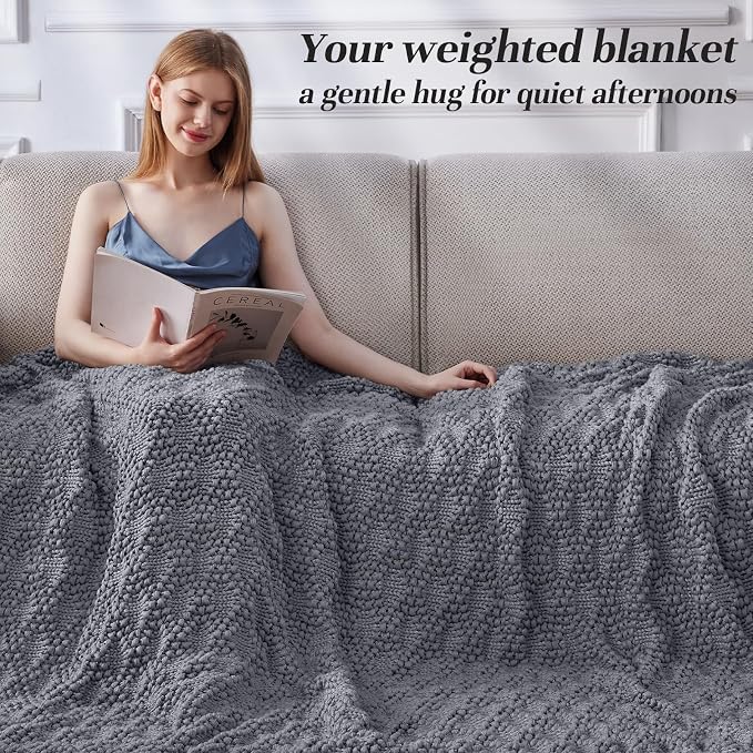 Anysay Knitted Weighted Blanket for Adult, Chunky Knit Throw 36''*48'' 3lbs | Cooling Weighted Blanket for Sleep Breathable Machine Washable Fall Heavy Blanket for Room Decor(Light Grey)