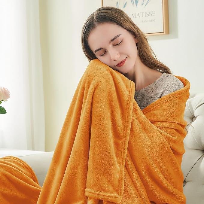 BEDELITE Fleece Blanket Soft Fall King Bed Blanket Burnt Orange 108"x90" | Ultra Soft Fleece, Plush Microfiber, Lightweight Warmth, Fall Decor, Fade Resistant, Machine Washable, Perfect for Bed