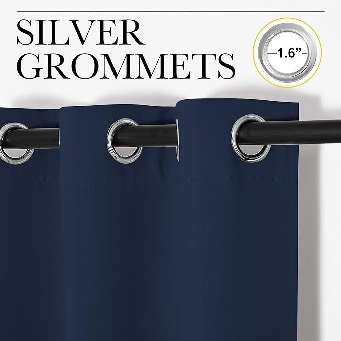 NICETOWN Navy Blackout Curtains for Kid's Room 29" Wide x 40" Long 2 Panels | All Season Thermal Insulated Solid Grommet Top Draperies Drapes, Light Blocking Noise Reducing Room Darkening Energy Saving