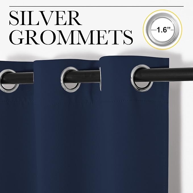 NICETOWN Blackout Curtains for Living Room, Set of 2, 55 x 108-inch, Navy | Thermal Insulated Window Treatment Light Reducing Room Darkening Drapes 108" Long for Boys Kids Bedroom, Classroom, Apartment