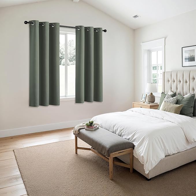 MIULEE Blackout Curtains for Bedroom 2 Panel 40 x 54 Inch Long Dark Mallard | Thermal Insulated, Living Room Darkening Grommet Drapes, Noise Reducing, Light Blocking Window Treatments