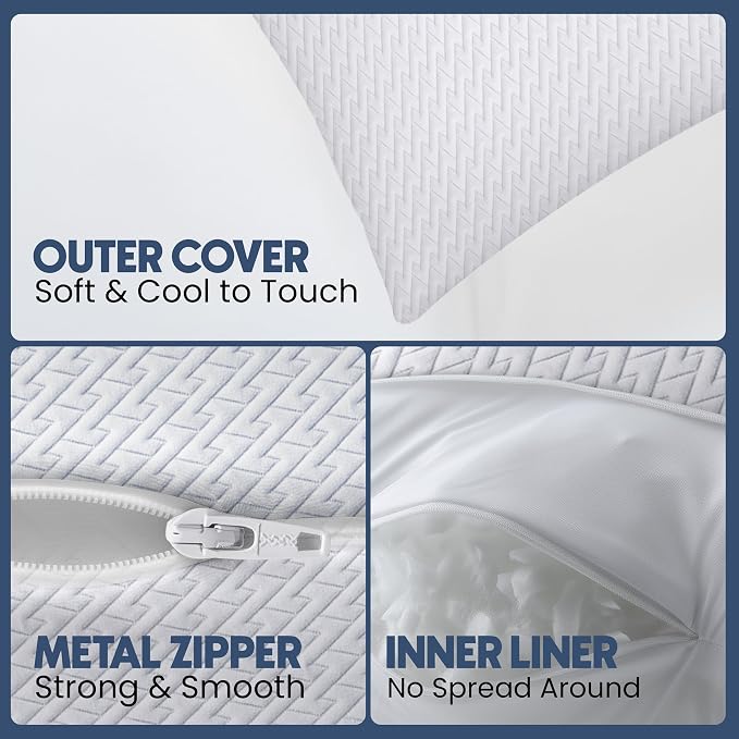 Utopia Bedding Shredded Memory Foam Pillows (Queen), Cooling Adjustable Bed Pillows for Sleeping with Washable Pillow Case, Back, Stomach and Side Sleeper Pillow, Plush and Supportive (2 Pack)