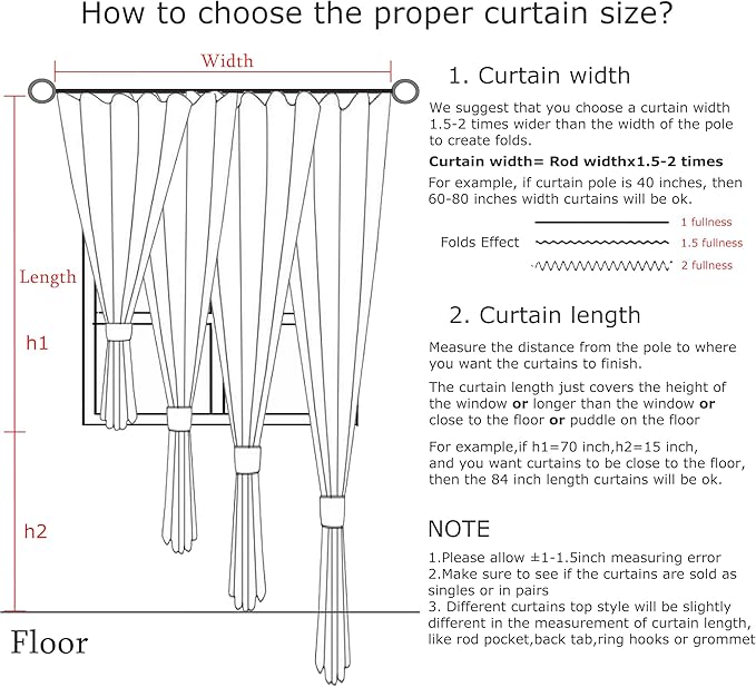 Vision Home Blue Fog Pinch Pleated Full Blackout Curtains Linen Blended Room Darkening Window Curtains 108 inch for Living Room Bedroom Thermal Insulated Pinch Pleat Drapes with Hooks 60" Wx108 Lx1