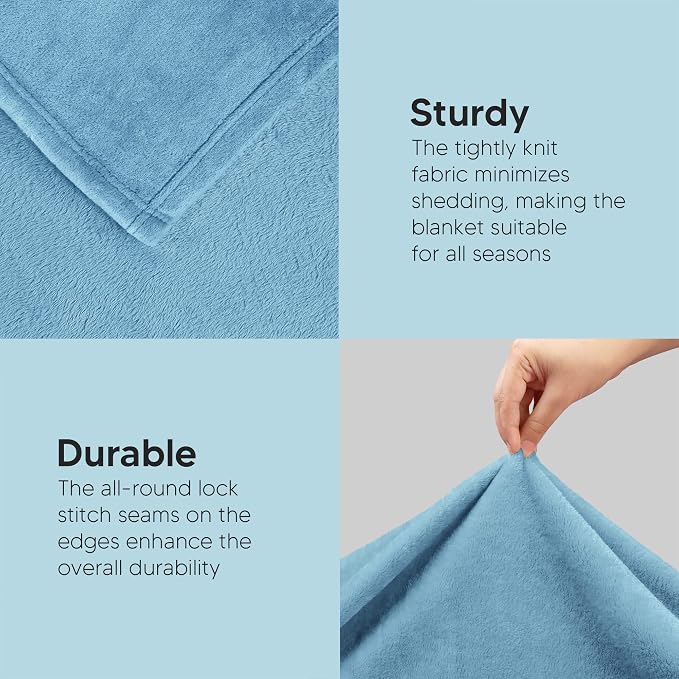 Utopia Bedding Soft Fleece Bed Blanket Twin Size Washed Blue (60x80 Inch) | Microfiber Plush Warm Lightweight Breathable Cozy Blanket Anti-Static, All Season Use, Gift for Women and Men