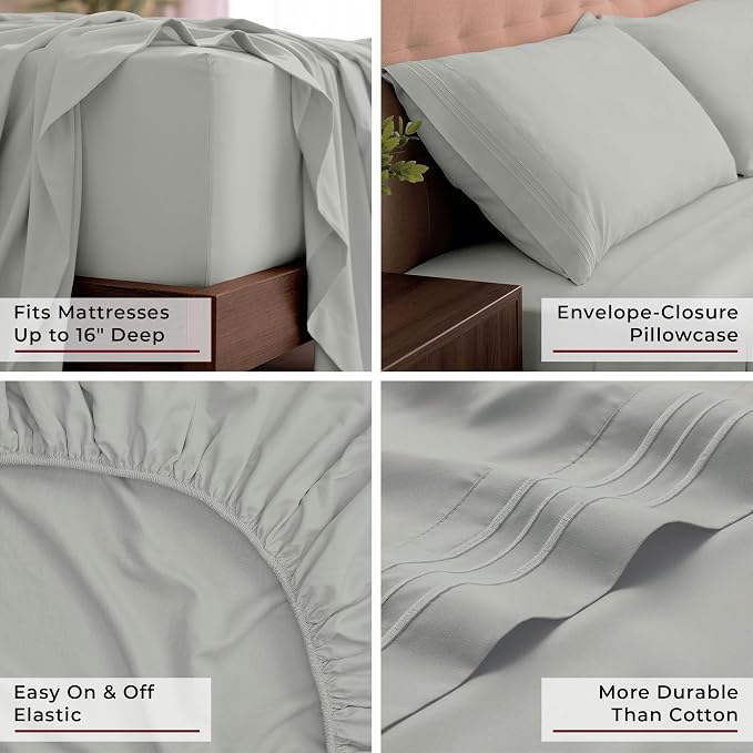 Mellanni Iconic 4-Piece, Ultra Soft Sheet Set (California King, Spa Mint) | 10M+ Sleepers. Lab-tested: Sleeps Cool, Stays Bright, Strong, Smooth. Good Housekeeping Best Bedding, 7 yrs running.