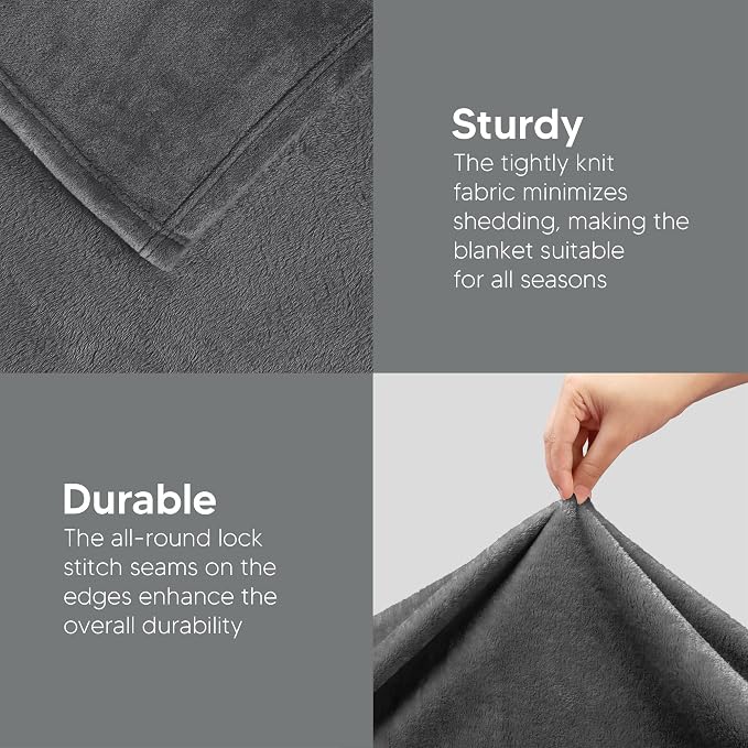 Utopia Bedding Ultra Soft Fleece Bed Blanket King Size Grey (90x102 Inches) | Microfiber Plush Warm Lightweight Breathable Cozy Blanket Anti-Static, All Season Use, Gift for Women and Men