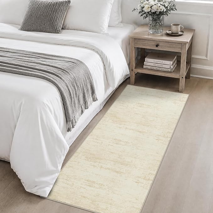 2x5 Washable Runner Rug：Modern Abstract Kitchen Soft Carpet Beige | For Hallway, Bedroom, Kitchen, Laundry, Bathroom,Door Mat,Modern Abstract,Machine washable,Non-Slip,Stain Resistant,Indoor