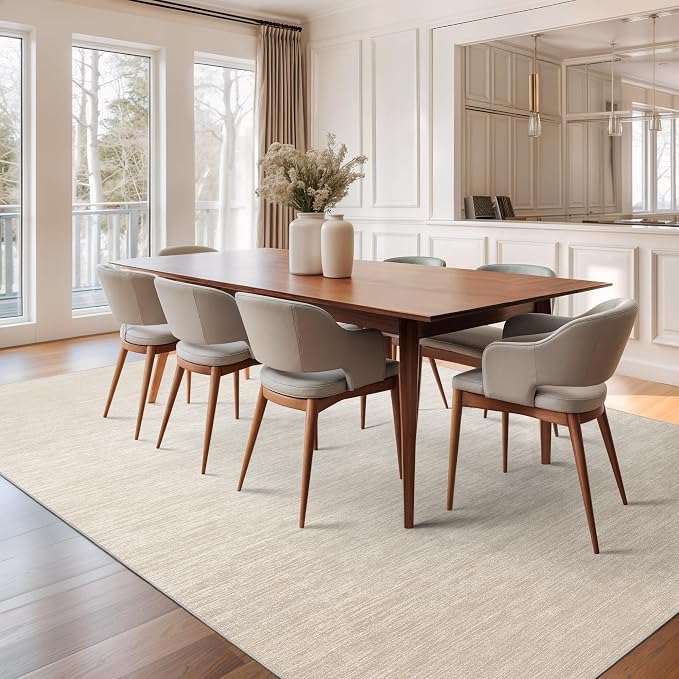 6x9 Area Rugs Non Slip, Large Washable Rugs for Living Room, Brown | Soft Low Pile, Thin & Lighweight Carpet, Folable Stain Resistant Modern Indoor Floor Mat for Bedroom, Dining Room, Home Decor