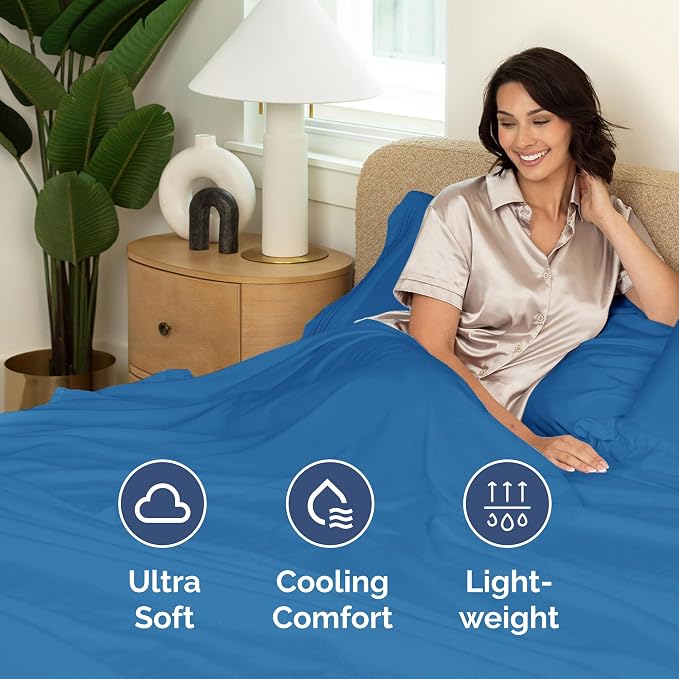Twin Flat Sheet - Single Top Flat Sheet Only - Soft & Cooling - Royal Blue | Hotel Luxury Top Flat Sheet Only, Ultra-Soft, Breathable & Cooling, Fade & Wrinkle Free, Easy-Care, Stain & Shrink Resistant