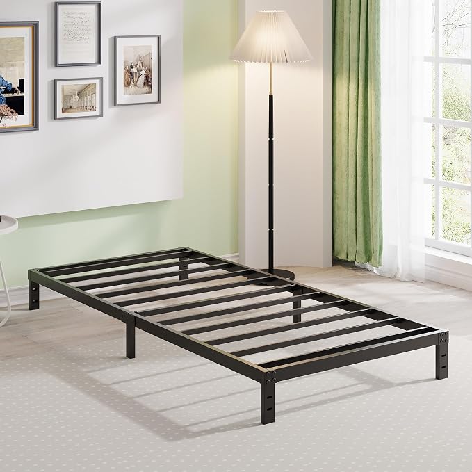 EMODA 10 Inch Twin XL Bed Frames No Box Spring Needed | Heavy Duty XL Twin Metal Platform Bed Frame, Noise Free, Easy Assembly, Black