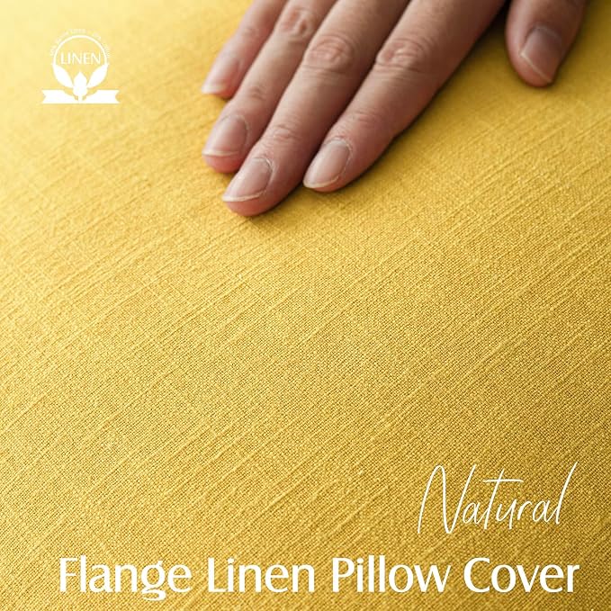 Foindtower Decorative Linen Lumbar Throw Pillow Covers 12x20 Ginger Yellow | Pack of 2 Boho Farmhouse Pillowcase,Accent Neutral Solid Cushion Covers,Morden Home Decor for Couch Sofa Bedroom Living Room