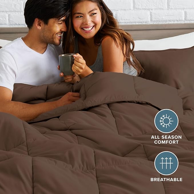 Bare Home Comforter Set - 1800 Ultra Soft (King/Cal King, Cocoa) | All-Season, Breathable, Hypoallergenic, Premium 1800, Warm, Cozy