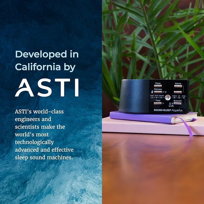 Adaptive Sound Technologies Sound + Sleep Aquarius, Bluetooth, Black | White Noise Machine for Focus Support with a Convenient Sleep Timer, Built-in Headphone Jack, and Precision Volume Settings